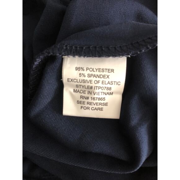 NY Collections Women's Petite Medium Pull-On Pants with Sash Navy NEW - Picture 5 of 6